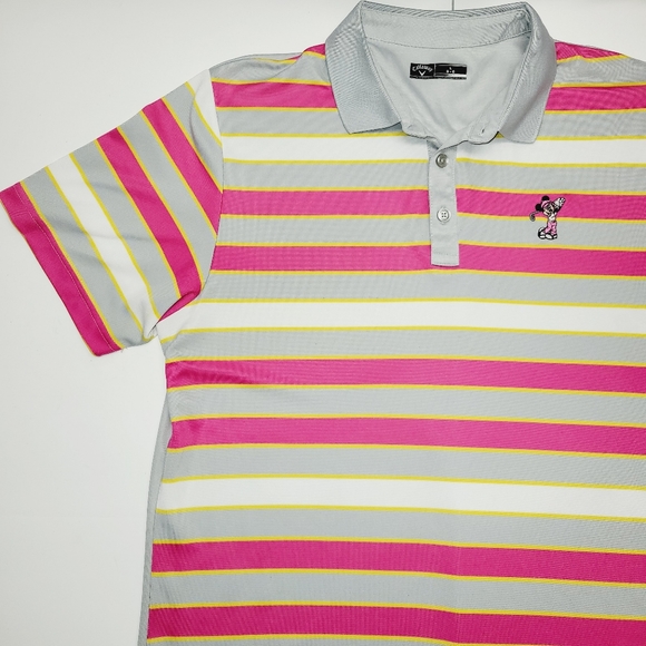Callaway Polo Disney Mickey Mouse Pink Striped Embroidered size Large - Picture 3 of 14